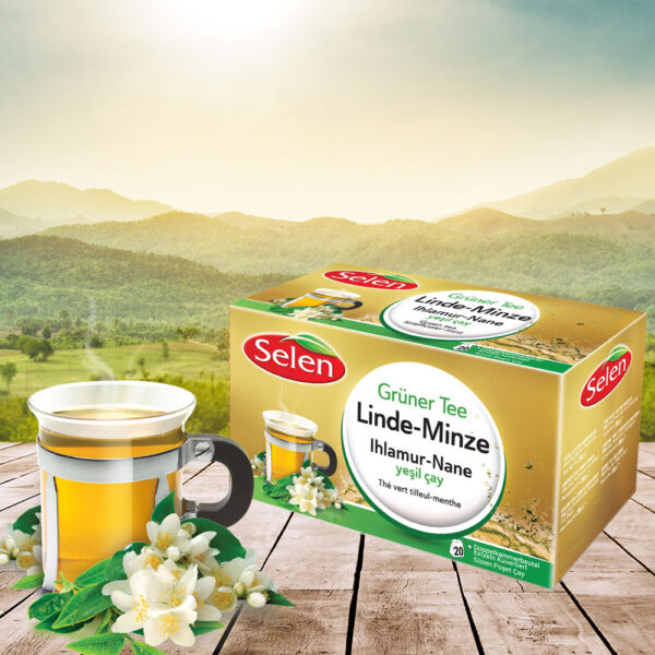Grüner Tee mit Linde-Minze im Doppelkammerteebeutel